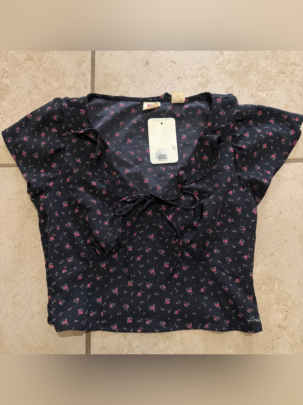 Levi’s Mylene Blouse Floral Ruffle Tie Front Top Size XS New With Tags